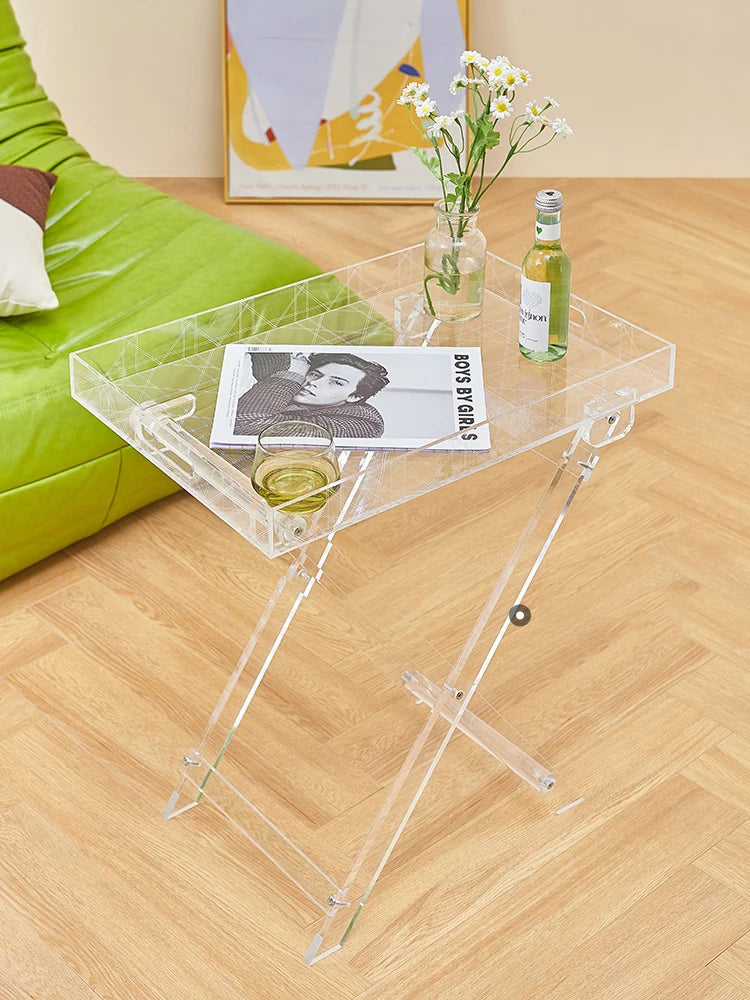 Nordic Acrylic Can Move Portable Folding Sofa Corner Tea Dinning Table Bedside Reading Television Bedside Cupboard Furniture