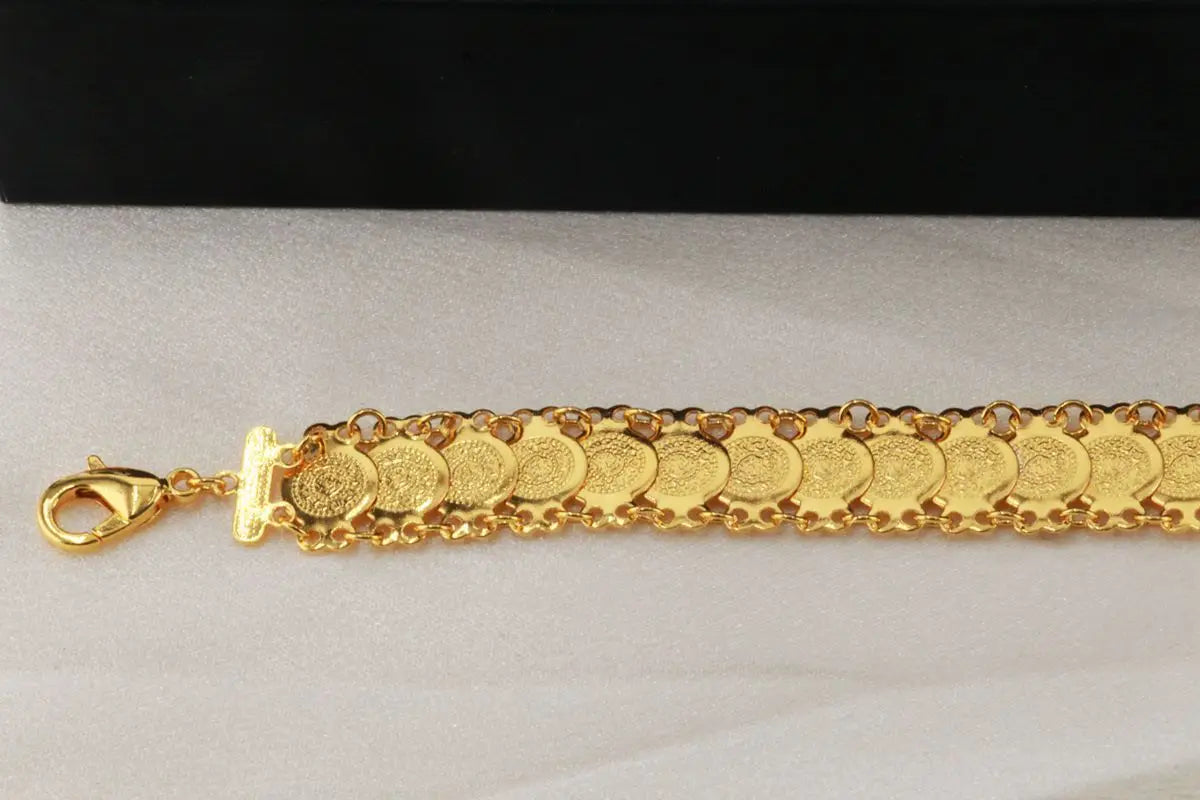 Gold Color Trendy Coin Bracelet Arab Bridal Gift Middle East Turkey Egypt African Jewelry