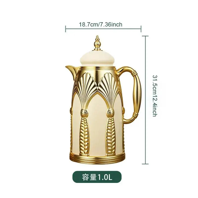 1L Large Capacity Coffee Pot Arab Household Portable Insulated Double Wall Stainless Steel Vacuum Thermos Flask Tea Water Kettle