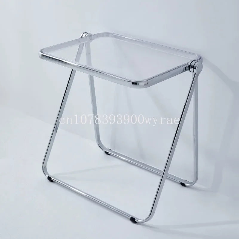 Acrylic Folding Light Luxury Table High Beauty Home Office Computer Snack Afternoon Tea Plated metal/PC desktop