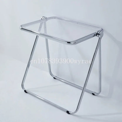 Acrylic Folding Light Luxury Table High Beauty Home Office Computer Snack Afternoon Tea Plated metal/PC desktop