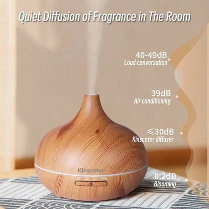 Wood Grain Aroma Diffuser Ultrasonic Air Humidifier 500ml Essential Oil Atomizer for Home Aromatherapy