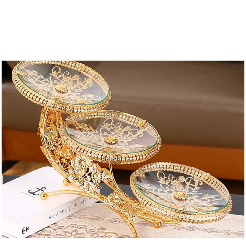 European Style Multi-layer Dry Fruit Tray, Creative Glass Fruit Bowl, Luxury Glass Fruit Plate, High-End Fruit Plate