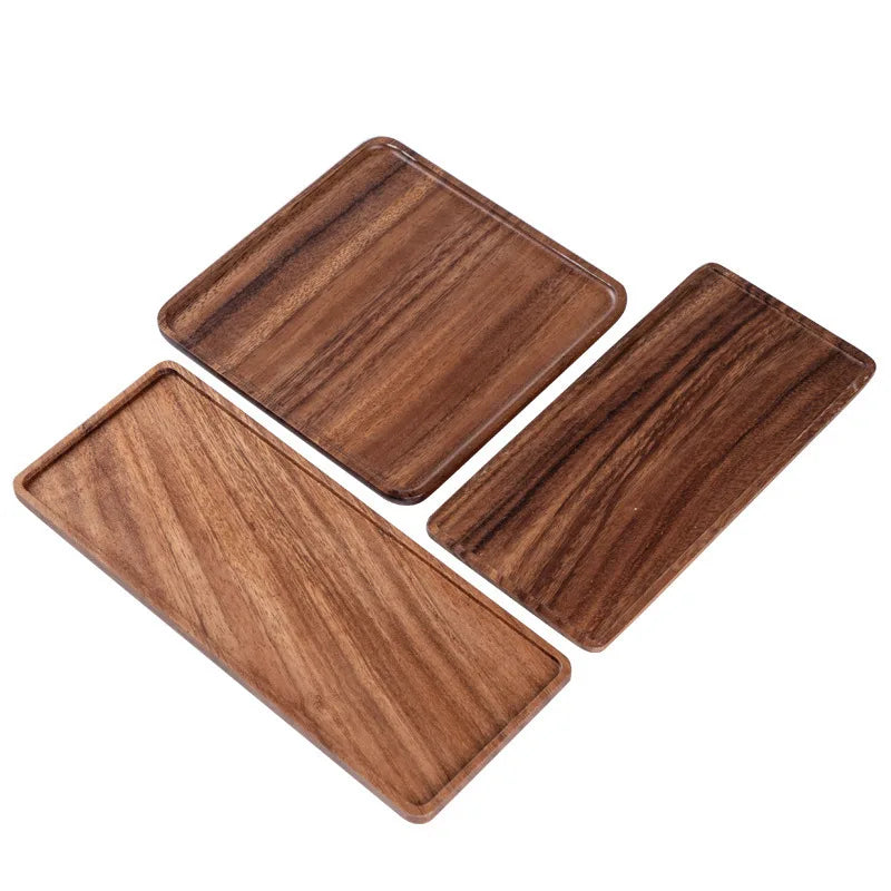 Walnut wood rectangular tray dry bubble tea tray cake bread breakfast snack tray hotel supplies restaurant tea tray