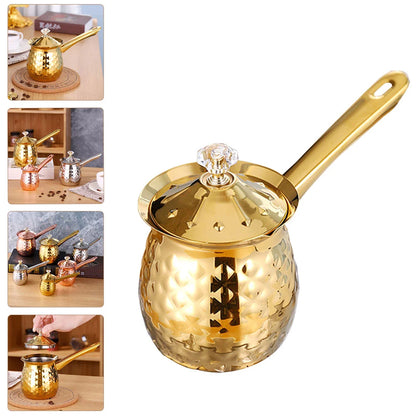 Turkish Coffee Pot Stainless Steel Greek Arabic Coffee Maker 600Ml Mini Milk Warmer Butter Warming Pan Handmade