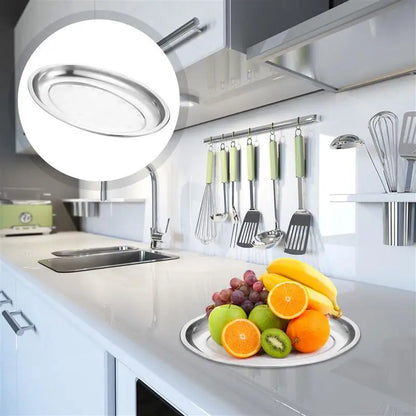 26/30/35/40cm Stainless Steel Oval Shape Steaming Fish Plate Snack Dessert Plate Vegetable Fruit Tray Kitchen Tableware