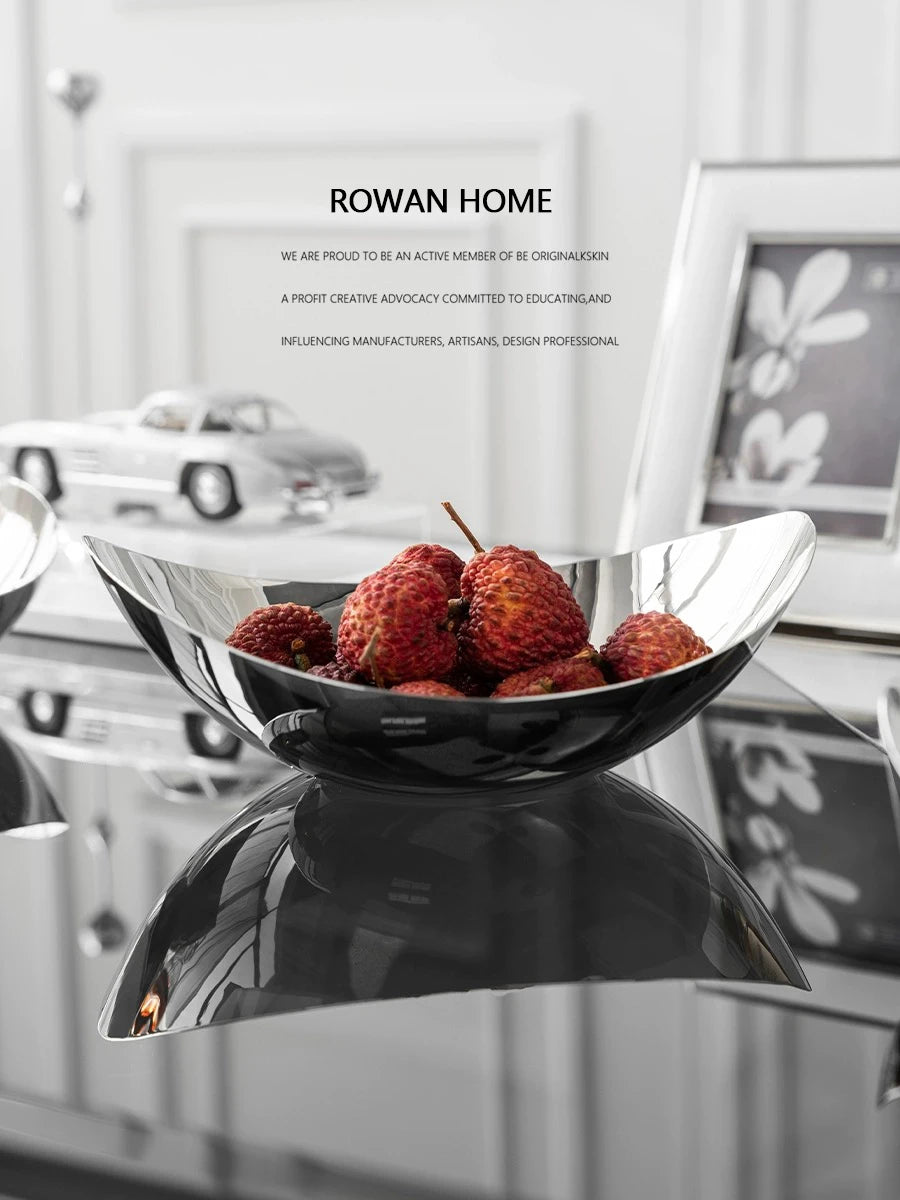 Nordic Stainless Steel Serving Tray Luxury Fruit Bowl Metal Plate Dishes for Candy Dessert Snack Hotel Home Decoration