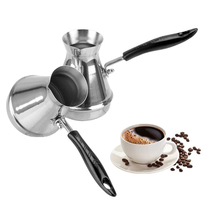 Long Handle Stainless Steel Moka Pot European Coffee kettle Butter Melting Pot Coffee Utensils Turkish Coffee Pot Kitchen Tools