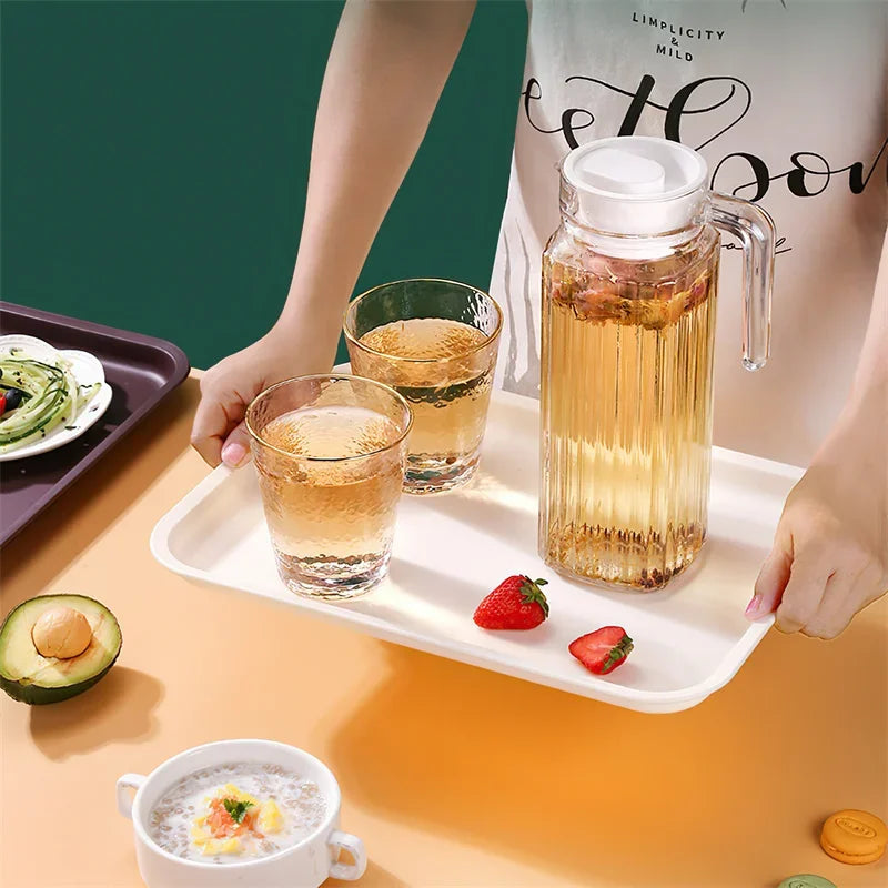 Nordic PP Pallet Plastic Tray Food Bread Pan Green Rectangular Storage Household Kitchen Supplies Hotel Service Tray Dessert