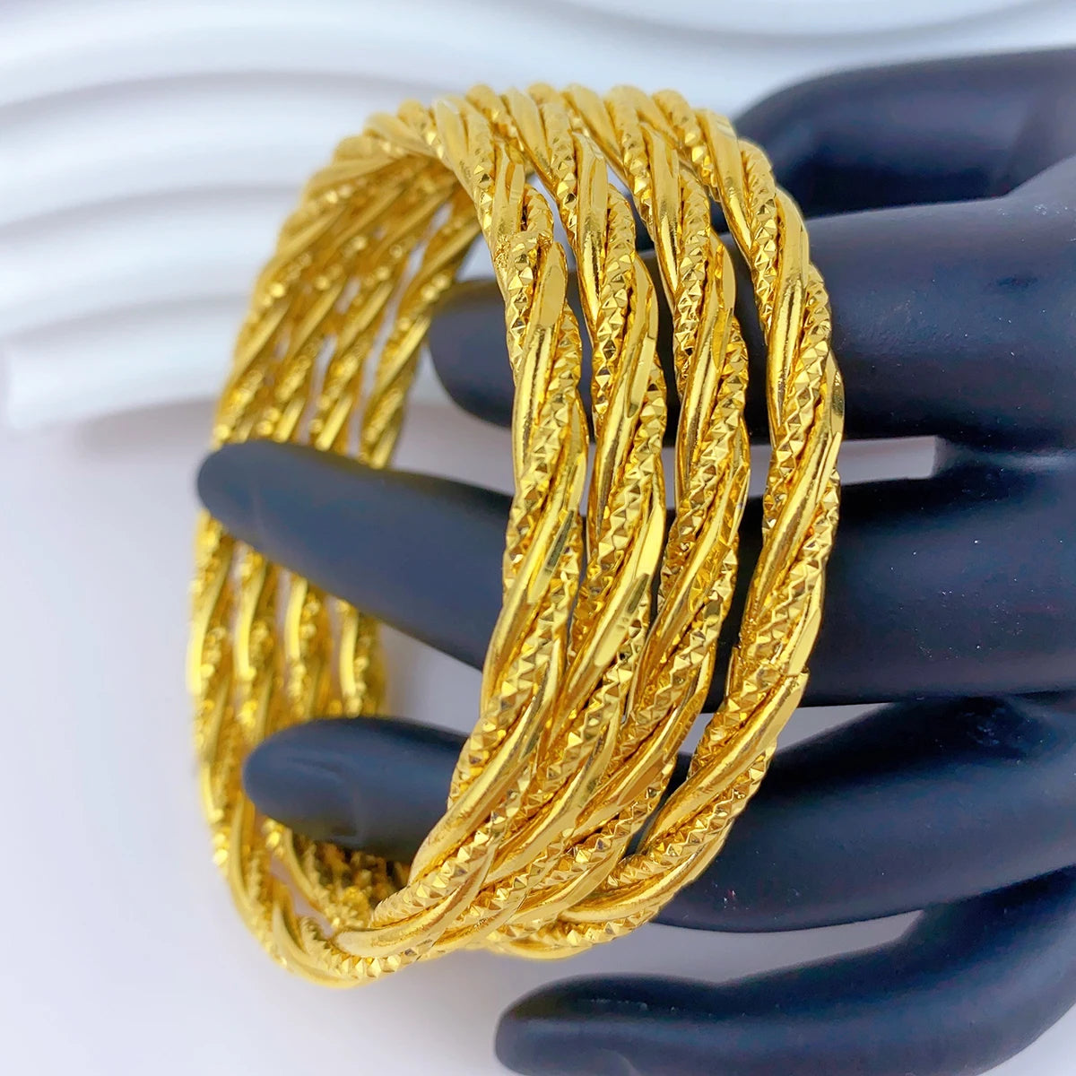 62mm Dubai 24K Gold Color Bangle For Women Luxury African Jewellery Bracelets Brazilian Indian Wedding Designer Bracelets Gifts