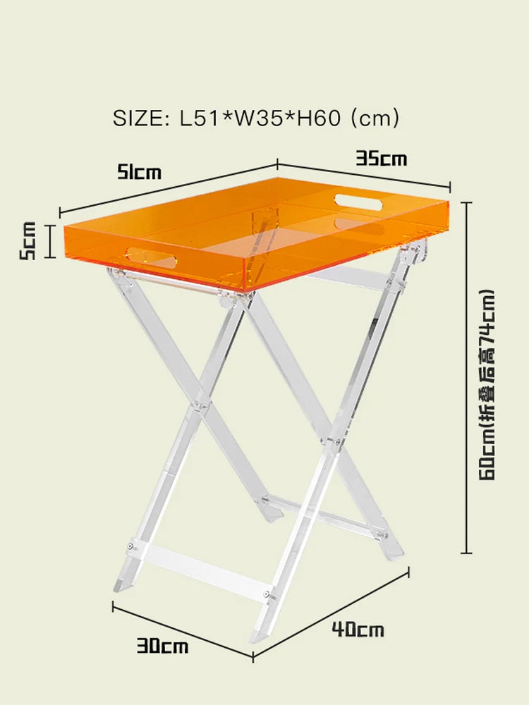 Nordic Acrylic Can Move Portable Folding Sofa Corner Tea Dinning Table Bedside Reading Television Bedside Cupboard Furniture