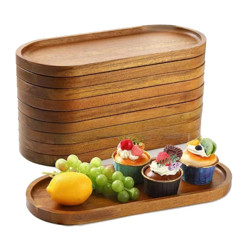 Japanese Wood Coffee Tray Oval Food Cup Trays Dessert Candy Wooden Plate Gongfu Tea Tray Kitchen Supplies