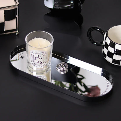 Nordic Oval Mirror Hand Tray Storage Trays Living Room Porch Cosmetic Aromatherapy Small Objects Desktop Trays Serving Tray