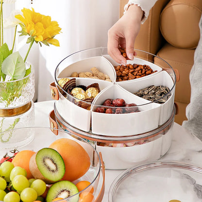 Divided Serving Tray With Lid And Handle Snackle Box Charcuterie Container Portable Snack Platters Clear Basket Candy Fruits