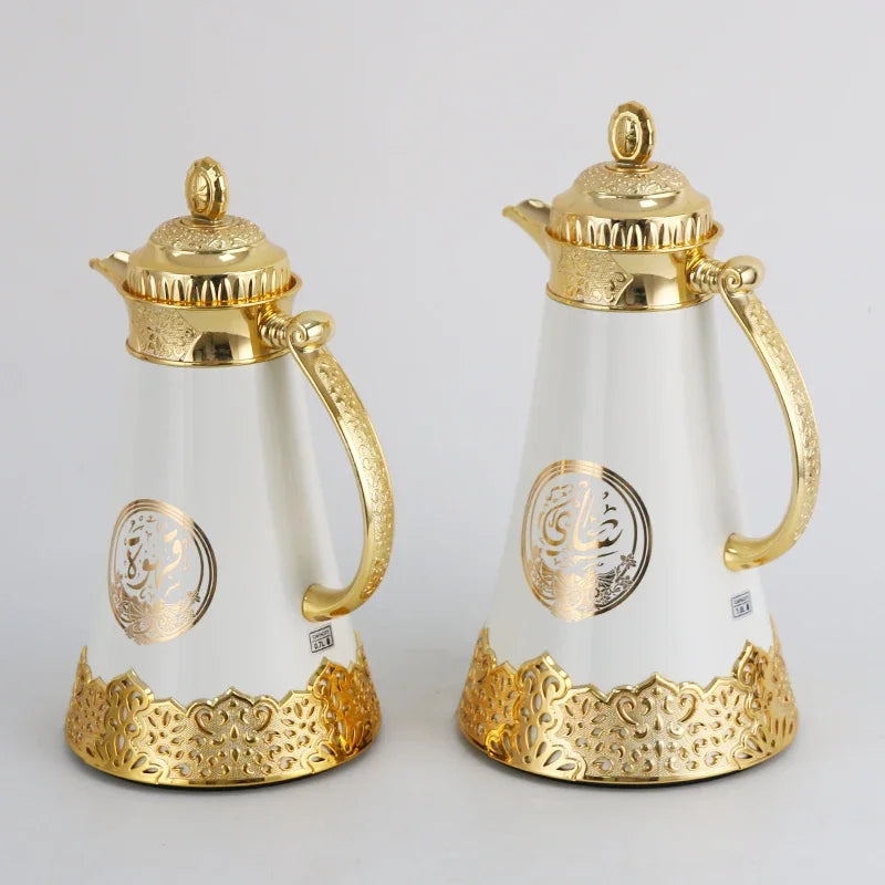 Design High Quality Golden Teapot 1000ml Arabic Insulation Thermos Flask Arabic Coffee Pot