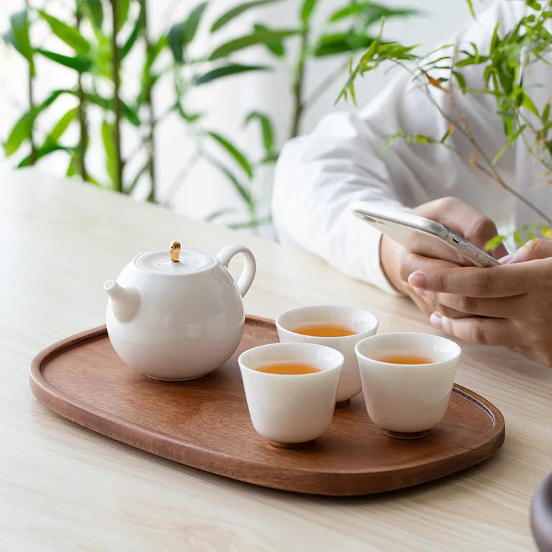 Walnut wood rectangular tray dry bubble tea tray cake bread breakfast snack tray hotel supplies restaurant tea tray