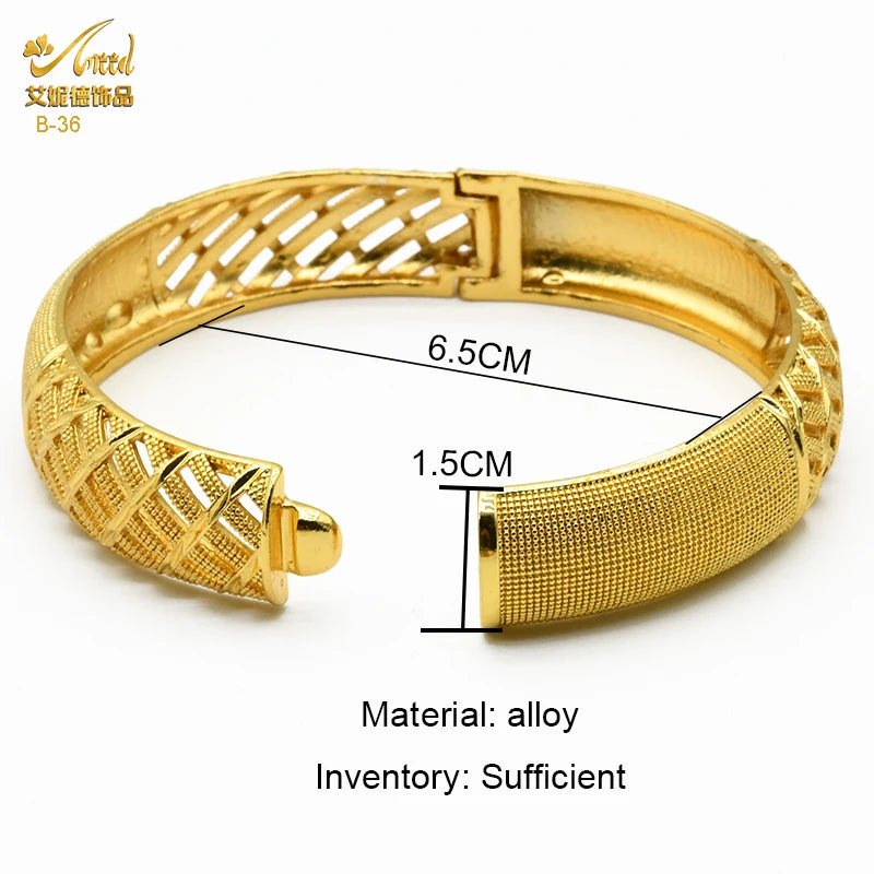 ANIID Dubai Bangles 24K Gold Color African Bracelet For Women Wholesale Designer Alloy Jewellery Wedding Luxury Hawaiian Jewelry