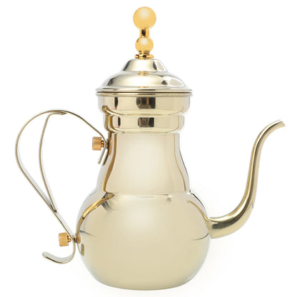 Middle East Arabic Teapot Sliver Gold Stainless Steel Gooseneck Pour Coffee Tea Kettle Filter Strainer Pot Environmental