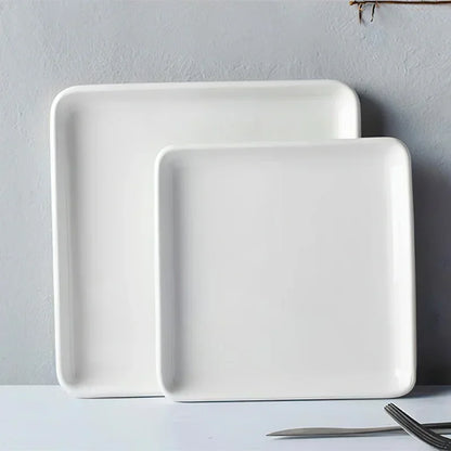 Ceramic Plate White Square Round Western Food Plate Dinner Plate Tableware Multifunctional Storage Tray Home Kitchen Supplies