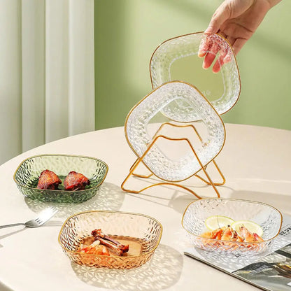 Plate with Heightened Thick Bottom Support Luxurious Translucent Storage Plate Multi-function Spit Bone Dish for Home Supplies