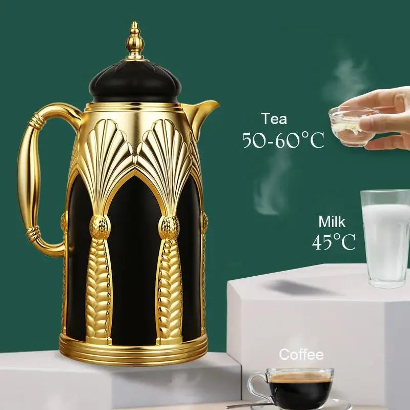 1L Large Capacity Coffee Pot Arab Household Portable Insulated Double Wall Stainless Steel Vacuum Thermos Flask Tea Water Kettle