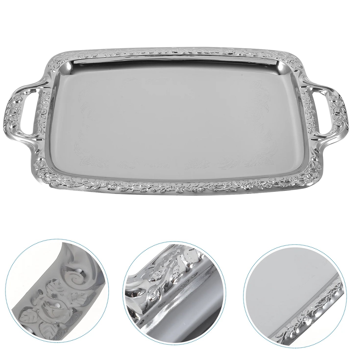 Bread Tray Chic Tableware Storage Silver Decor Living Room Serving Plate Coffee Round Household Footstool Metal Kitchen Crazy