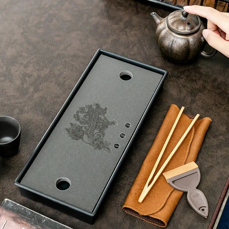 Portable Kongfu Tea Tray Walnut Simple Embedded Mini Household Japanese Store Up Water Black Tea Tray With Drainage Pipe Wooden