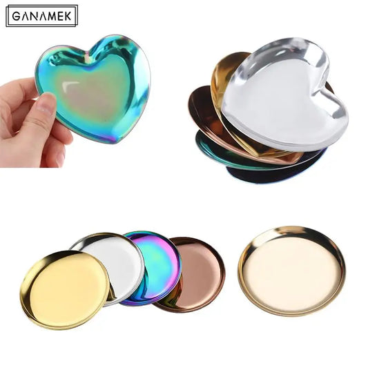 Light Luxury Style Metal Jewelry Tray Stainless Steel Storage Tray Dormitory Cosmetics Jewelry Plate Decoration