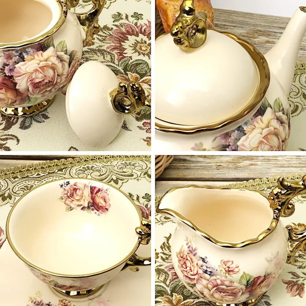 Tea Tools Set Adult Wedding Tea Service Large Teacup Coffeeware Teaware Floral Vintage Chinese Coffee Set Matcha Kitchen Dining