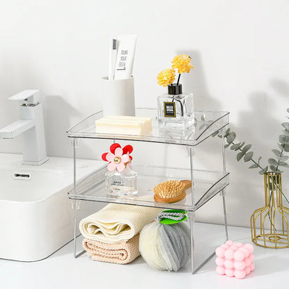 Acrylic folding cup holder table top water cup storage rack tea cup tray rack can be stacked with multi-layer storage rack