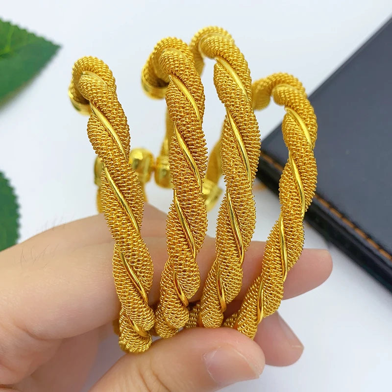 ANIID Fashion Dubai Gold Color Design Cuff Bangles For Women Ethiopian Saudi Arabia Bracelets Wedding Jewelry African Gifts