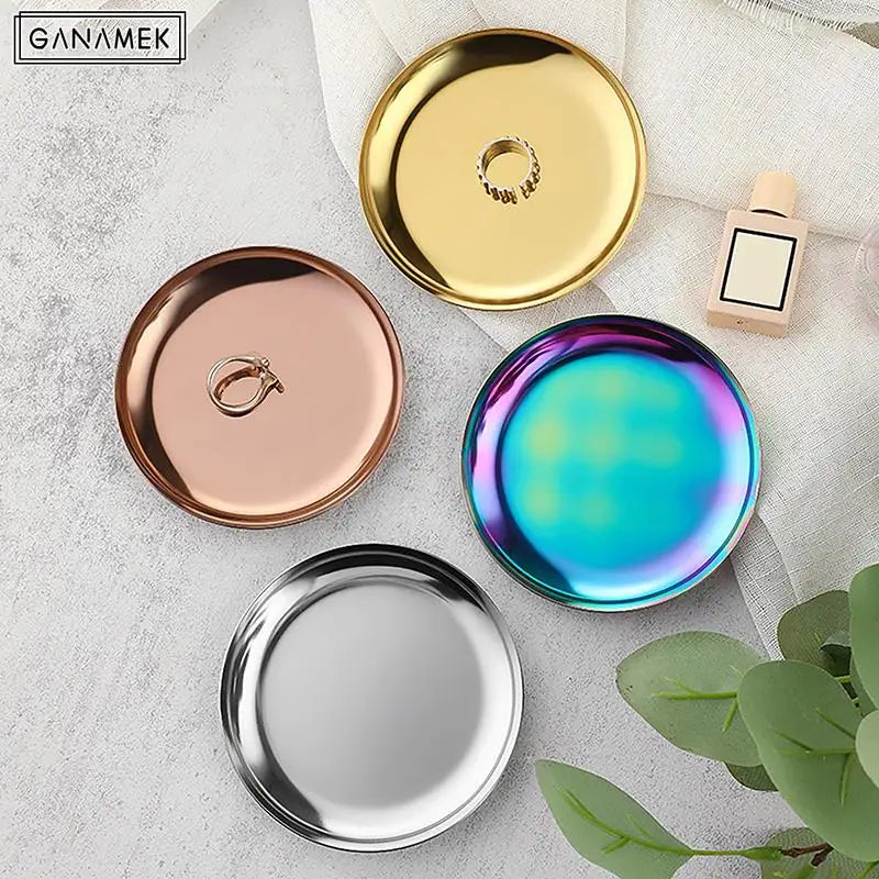 Light Luxury Style Metal Jewelry Tray Stainless Steel Storage Tray Dormitory Cosmetics Jewelry Plate Decoration