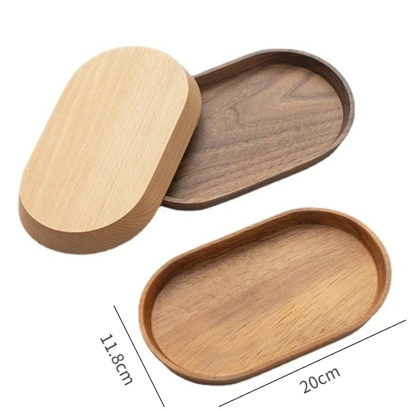 Wooden Tray Oval Dessert Tray Coffee Milk Dim Sum Tray Household Cake Bread Afternoon Tea Baking Tool Tableware Kitchen Supplies