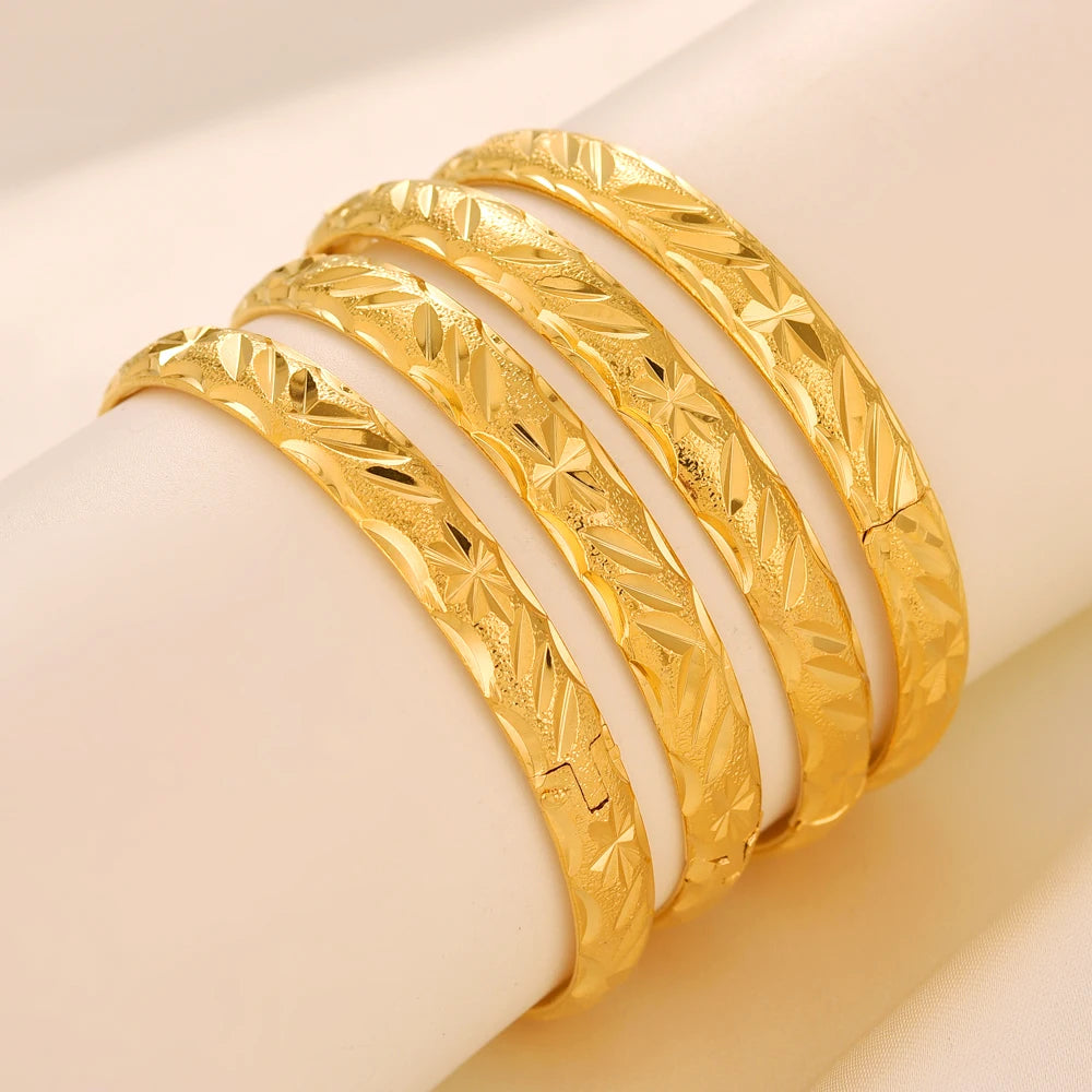 24K Gold Plated Dubai can open  Bangle for Women Middle East Gold Bangles Ethiopian Mesh Bracelets Wedding Jewelry African Gifts