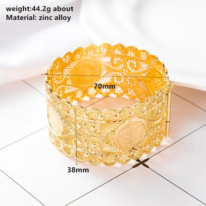 Algerian Style Bride Jewelry Women Head Bangle Cuff Coin Bracelets Bohemia Ethnic Wedding Dress Bijoux Flower Wrist Ornament