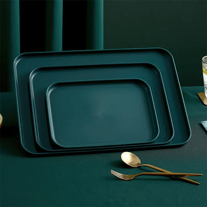 Plastic Tray Storage Supplies Nordic Dark Green Rectangular Pallet Fruit Jewelry Tableware Storage Tray Service Drinkware Plate