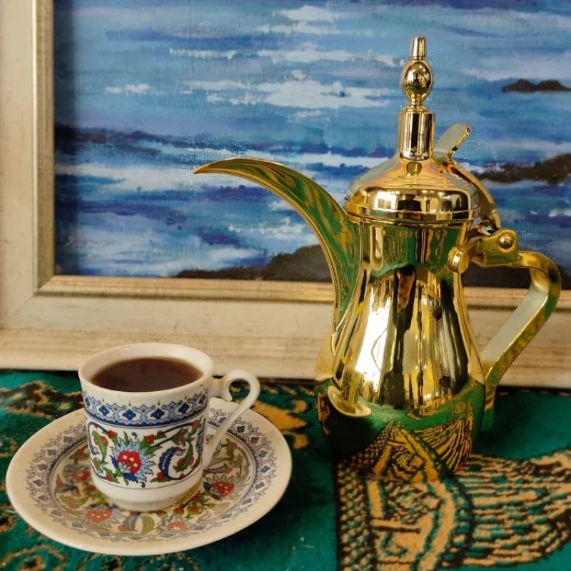 Golden Coffee Pots, narrow teapot , long-mouthed teapot tea kettle with filter mesh. Arabic Pot ,350/700/1100ML